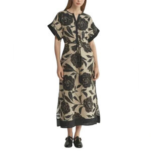 Falconeri Linen Floral Neutral Maxi Boho Dress